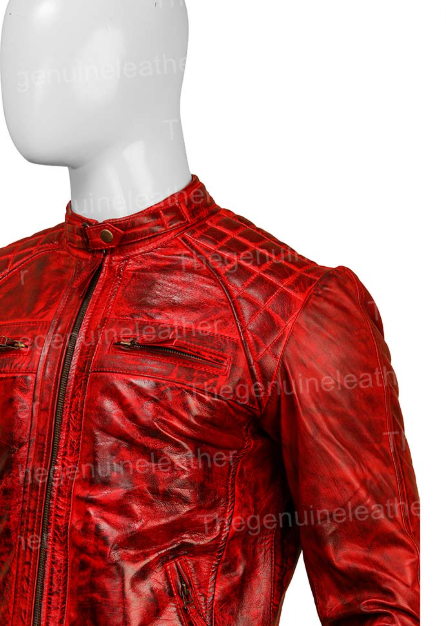 Men Shoulder Design Leather Jacket