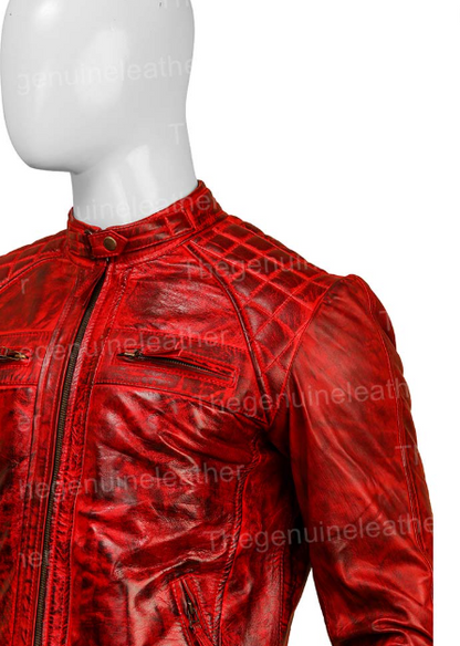 Men Shoulder Design Leather Jacket