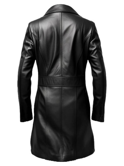 Men Stylish Black Long Leather Coat