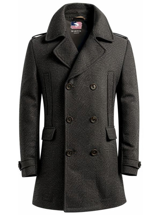 Men Stylish Blackish Grey Wool Coat