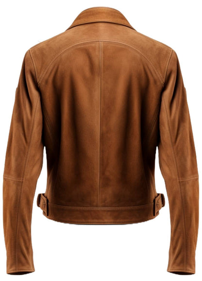 Men Suede Leather Jacket - Camel Brown Suede leather Jacket
