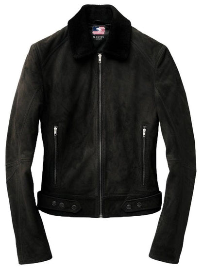 Men Suede Leather Jacket Black - Suede Black Jacket