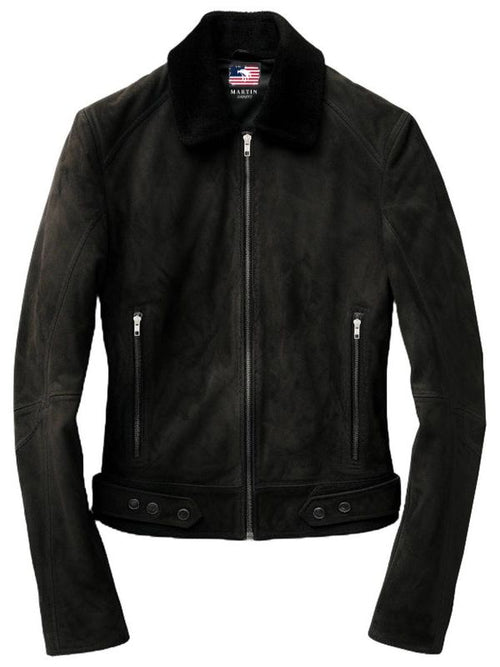Men Suede Leather Jacket Black - Suede Black Jacket