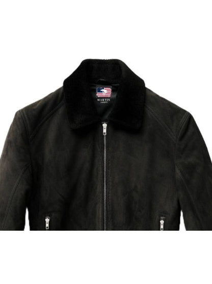 Men Suede Leather Jacket Black - Suede Black Jacket