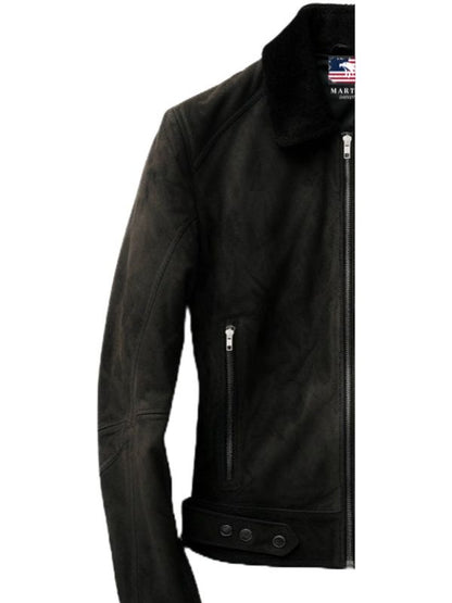 Men Suede Leather Jacket Black - Suede Black Jacket