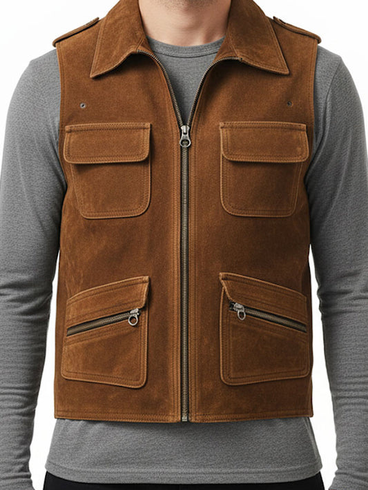 Men Suede Leather Vest