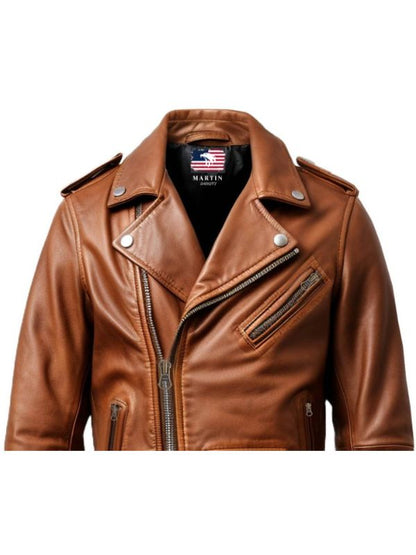Men Vintage Brown Biker Leather Jacket - Vintage Brown Jacket
