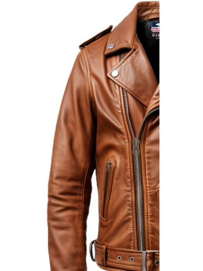Men Vintage Brown Biker Leather Jacket - Vintage Brown Jacket