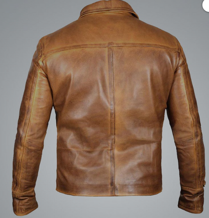 Men Vintage Brown Leather Jacket