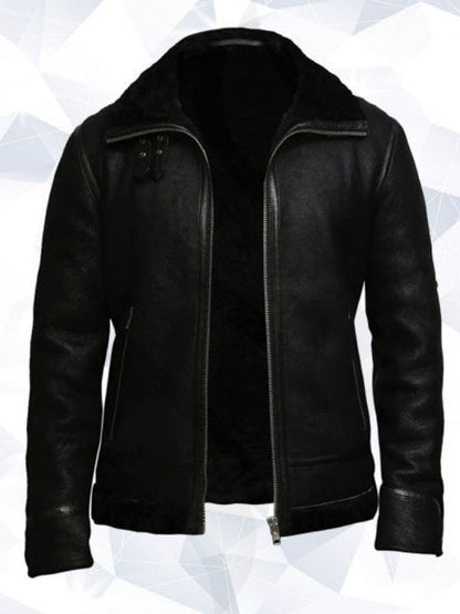 Men’s Aviator Black B3 World War II Real Shearling Sheepskin Flying Jacket