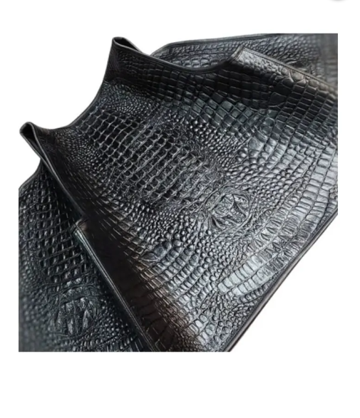 Men’s Black Embossed Biker Leather Vest
