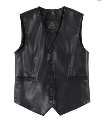 Men’s Black Faux Leather Vest