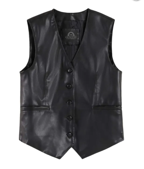 Men’s Black Faux Leather Vest