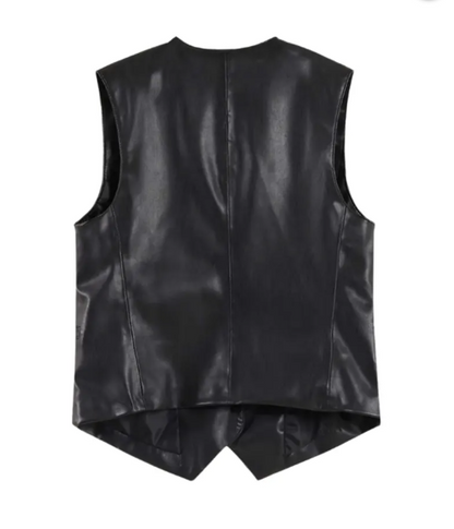 Men’s Black Faux Leather Vest