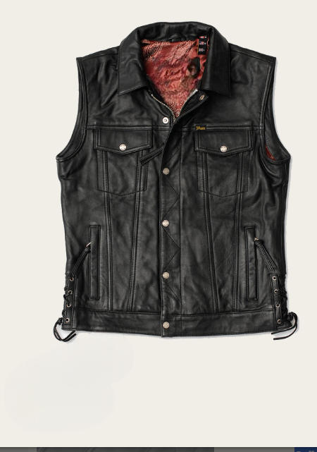 Men’s Black Full Grain Cowhide Leather Vest