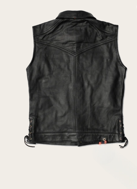 Men’s Black Full Grain Cowhide Leather Vest