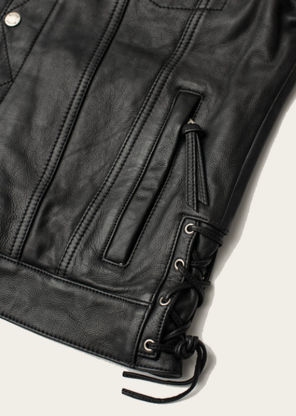 Men’s Black Full Grain Cowhide Leather Vest