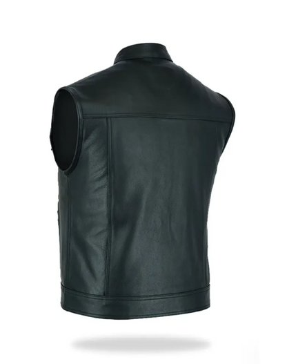 Men’s Black Leather Biker Vest