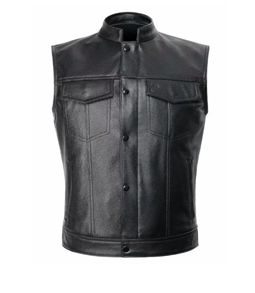Men’s Black Motorcycle Biker leather Vest