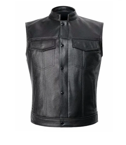 Men’s Black Motorcycle Biker leather Vest