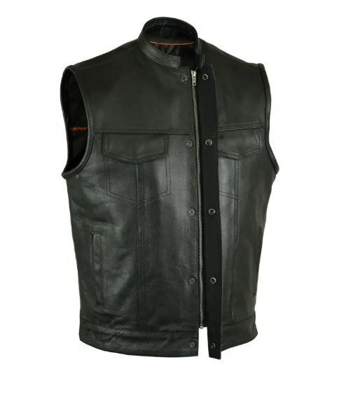 Men’s Black Motorcycle Biker leather Vest