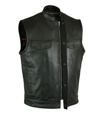 Men’s Black Motorcycle Biker leather Vest