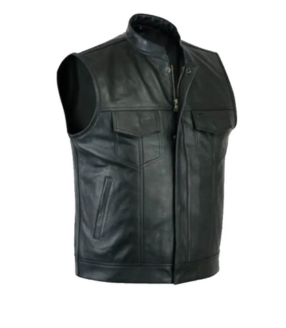 Men’s Black Motorcycle Biker leather Vest