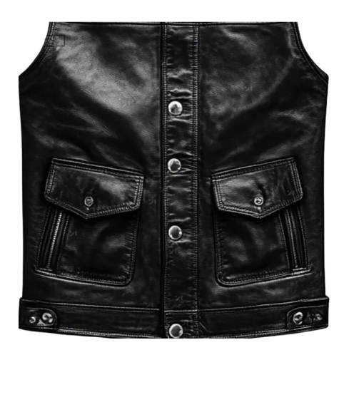 Men’s Classic Black Leather Biker Vest