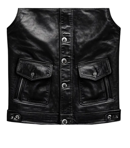 Men’s Classic Black Leather Biker Vest