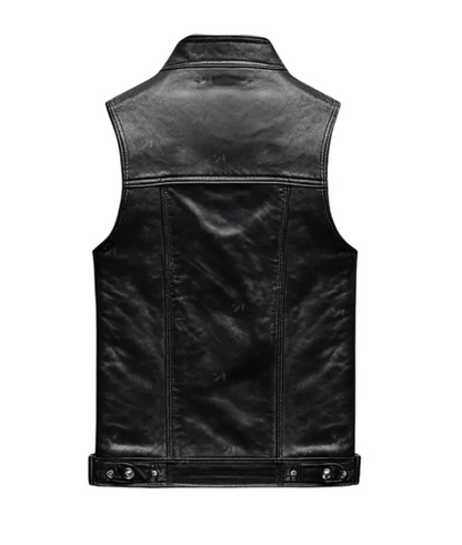 Men’s Classic Black Leather Biker Vest