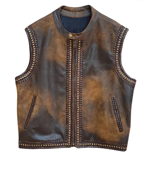 Men’s Distressed Brown Leather Vest
