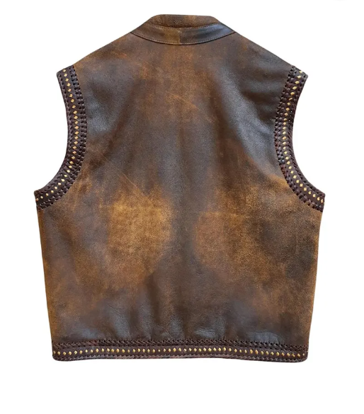 Men’s Distressed Brown Leather Vest