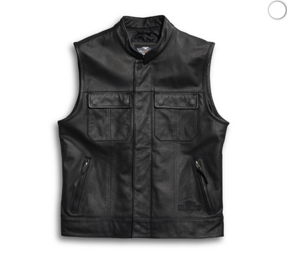 Men’s Foster Black Leather Vest