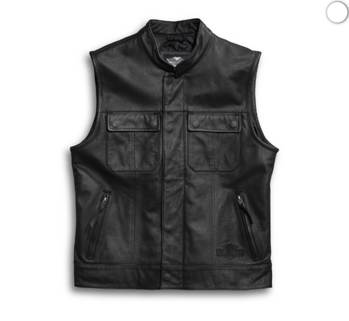 Men’s Foster Black Leather Vest
