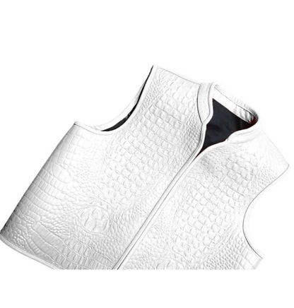 Men’s Premium White Leather Biker Vest