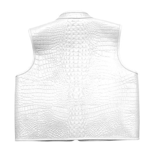 Men’s Premium White Leather Biker Vest