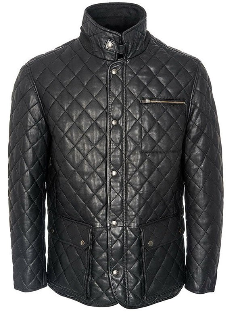 Men’s Quilted Black Cafe Racer Jacket