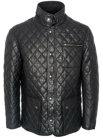 Men’s Quilted Black Cafe Racer Jacket