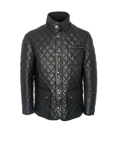 Men’s Quilted Black Cafe Racer Jacket