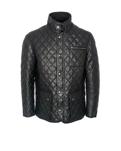 Men’s Quilted Black Cafe Racer Jacket