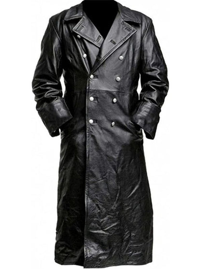 Men leather coat trench