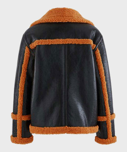 Men’s Brown Shearling Black Sheepskin Leather Jacket