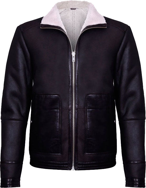 Men’s Brown Soft Aviator Leather Jacket With Fur