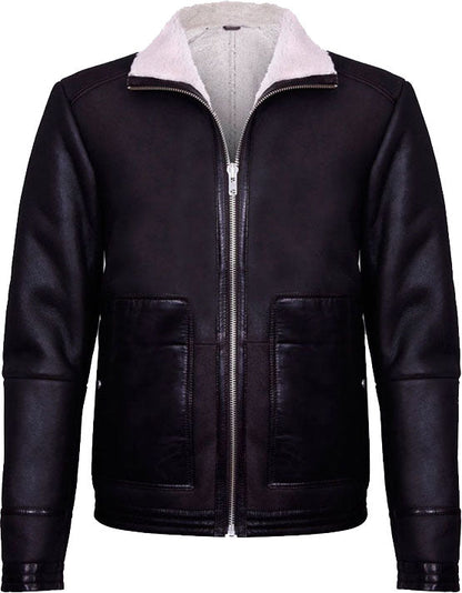 Men’s Brown Soft Aviator Leather Jacket With Fur