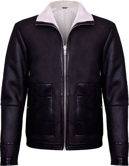 Men’s Brown Soft Aviator Leather Jacket With Fur