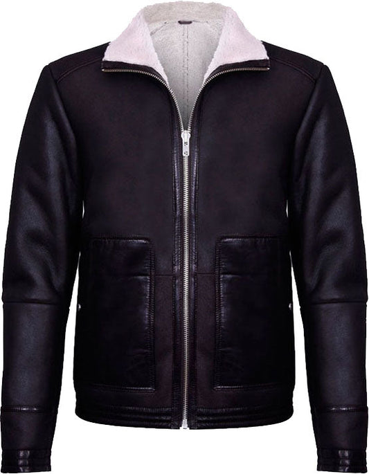 Men’s Brown Soft Aviator Leather Jacket With Fur