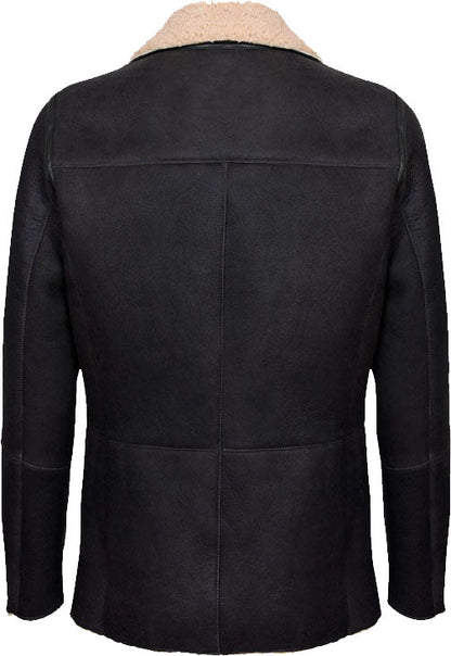 Men’s Double Breasted Real Leather Jacket With Fur