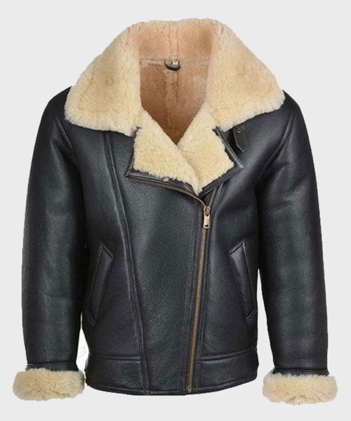 Men’s B3 Black Shearling Leather Jacket
