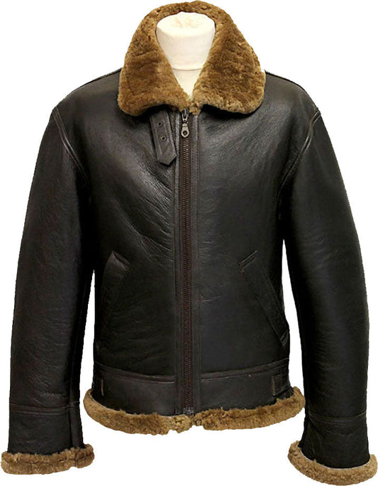 Men’s Winter Aviator B3 Leather Jacket with Fur