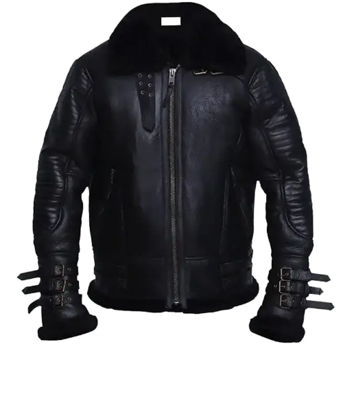 Mens Affliction Black Shearling Jacket